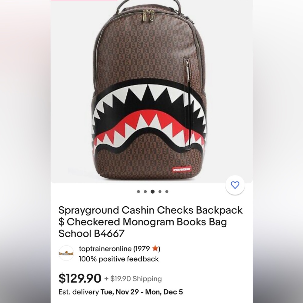 Cashing Checks Authentic Sprayground Backpack. Comes with Tags Not Attached